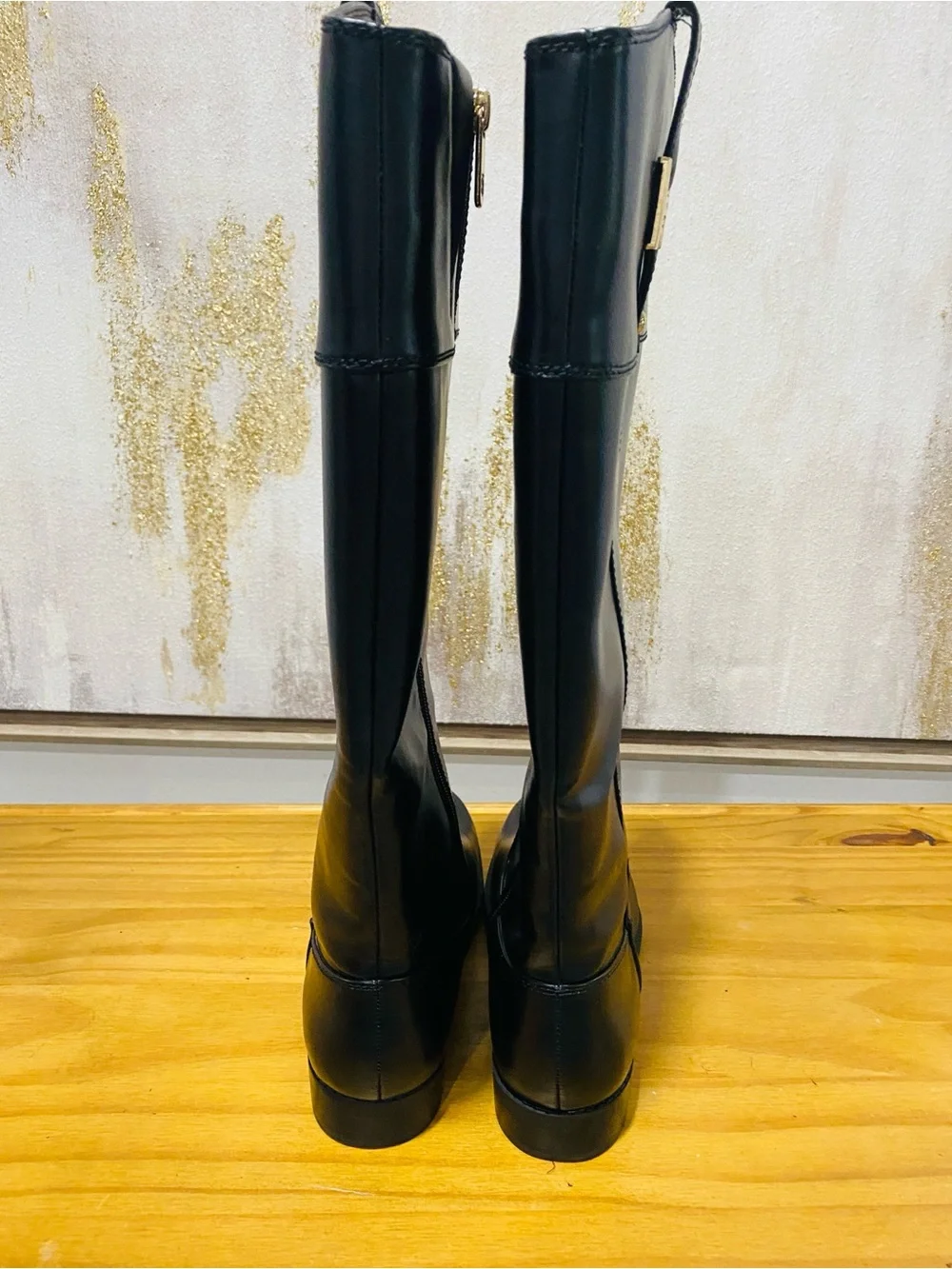 Tommy Hilfiger Black Over-the-Knee Leather Boots Size 6.5